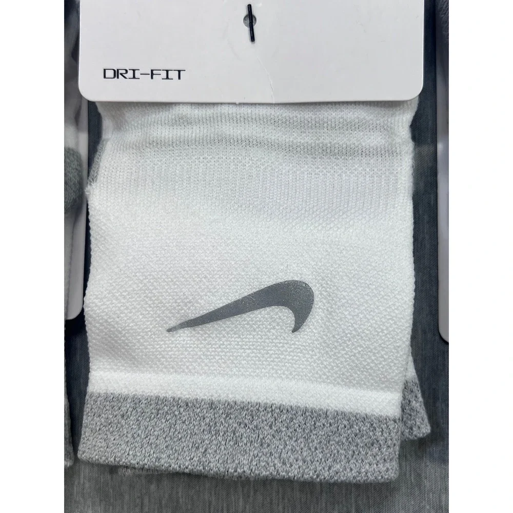 3 Nike Spark Running Ankle Socks White Grey Dri-FIT Cushioned M 6-7.5 W 7.5-9‎